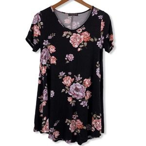US AII.F.Y Fashion Black‎ Scoopneck Dress Floral S